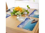 Tovagliette Estive Abakuhaus, Terrazza In Legno Sul Lago Charm Vacanze In Europa Costa Tranquilla Vista Sul Mare, Tiscjdeco In Tessuto Resistente Ai Colori Per La Sala Da Pranzo E La Cucina, Blu Viola Turchese Sequoia