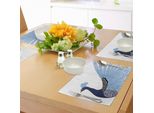 Tovagliette Abakuhaus, Uccello Esotico Selvatico Con Piume Di Pavone, Grafica Moderna, Tiscjdeco In Tessuto Resistente Al Lavaggio Per Sala Da Pranzo E Cucina, Blu Scuro, Nero E Blu