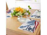 Abakuhaus 4 Luglio Tovagliette, Disegno Festivo Per Il Giorno Dell'indipendenza Con Strisce Old Glory E Stella Liberty, Tiscjdeco In Tessuto Resistente Al Lavaggio Per La Sala Da Pranzo E La Cucina, Multicolore