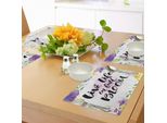 Tovagliette Abakuhaus Lifestyle, Vivi Una Vita Piena Di Fiori Citazione Motivazionale Con Stampa Di Violette, Decorazione Da Tavola In Tessuto Resistente Al Lavaggio Per La Sala Da Pranzo E La Cucina, Viola E Giallo