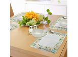 Abakuhaus Tovagliette Shabby Chic, Fiori, Rose, Foglie, Boccioli, Amore Romantico, Stampa Artistica Con Cornice A Tema, Tiscjdeco In Tessuto Resistente Al Lavaggio Per Sala Da Pranzo E Cucina, Crema, Verde E Blu