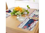 Abakuhaus 4 Luglio Tovagliette, Caricatura Artistica Fuochi D'artificio Zio Sam Con Stelle E Palloncini Illustrazione Patriottica, Tiscjdeco In Tessuto Resistente Ai Colori Per La Sala Da Pranzo E La Cucina, Multicolore