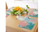 Abakuhaus Tovagliette Con Citazione, Scritta "Ciao Estate"" Immagine Con Splash Colorato Come Sfondo Stampa Artistica, Tiscjdeco In Tessuto Resistente Al Colore Per La Sala Da Pranzo E La Cucina, Multicolore"