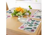 Tovagliette Abakuhaus Natur, Stile Botanico Desertico Con Caricature Di Erbe Aromatiche, Cactus E Fiori Spinosi, Decorazioni Da Tavola In Tessuto Resistente Al Lavaggio Per La Sala Da Pranzo E La Cucina, Verde E Rosa