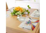 Abakuhaus Tovagliette Moderne, Immagine Dai Colori Dell'arcobaleno Con Linee Audaci E Fiori Che Sbocciano, Stampa Grafica Con Edera, Decorazione Da Tavola In Tessuto Resistente Ai Colori Per La Sala Da Pranzo E La Cucina, Multicolore