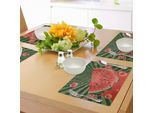 Tovagliette Estive Abakuhaus, Spiaggia, Frutta, Giardino Vegetariano, Vita Sana, Stagione Calda, Immagine, Tiscjdeco In Tessuto Resistente Al Colore Per La Sala Da Pranzo E La Cucina, Verde Cacciatore, Corallo Scuro E