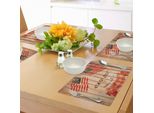 Abakuhaus 4 Luglio Tovagliette, Sfondo In Legno Con Bandiere Nazionali E Bandiera Colorata, Decorazioni Da Tavola In Tessuto Resistente Al Lavaggio Per La Sala Da Pranzo E La Cucina, Multicolore