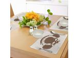 Tovagliette Abakuhaus, Teschio Con Cuffie, Stampa Grafica Retrò In Stile Dj, Tiscjdeco In Tessuto Resistente Ai Colori Per La Sala Da Pranzo E La Cucina, Crema Caramello Chiaro
