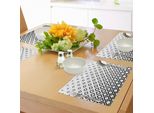 Abakuhaus Tovagliette Geometriche, Forme Minimaliste Quadrate Riepilogo Figure Artistiche Semplici Grafica, Tiscjdeco In Tessuto Resistente Al Colore Per La Sala Da Pranzo E La Cucina, Bianco Nero