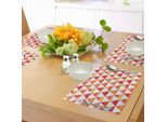 Abakuhaus Tovagliette Astratte, Forme Geometriche Triangolari In Stile Acquerello Effetti Pennello Immagine Artistica, Tiscjdeco In Tessuto Resistente Al Colore Per La Sala Da Pranzo E La Cucina, Rosso Scarlatto Arancione
