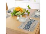 Abakuhaus Tovagliette Vintage, Stile Retrò, Bicicletta, Sfondo Sporco, Classica, Ciclista, Illustrazione, Tiscjdeco In Tessuto Resistente Al Lavaggio Per Sala Da Pranzo E Cucina, Blu-Grigio Tan