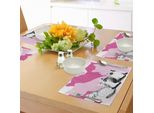 Tovagliette Abakuhaus Con Animali, Graziosi Gattini Con Immagini Sfumate, Decorazioni Da Tavola In Tessuto Resistente Al Lavaggio Per La Sala Da Pranzo E La Cucina, Rosa Chiaro E Nero