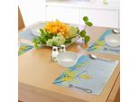 Tovagliette Abakuhaus Con Motivi Floreali, Stampa Moderna Con Rami Di Alberi E Fiori, Decorazioni Da Tavola In Tessuto Resistente Ai Colori Per La Sala Da Pranzo E La Cucina, Giallo, Marrone, Sabbia, Blu