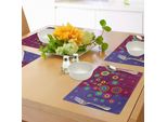 Abakuhaus Tovagliette Trippy, Divertente Immagine Artistica Retrò Con Motivi Geometrici A Forma Di Cerchi E Quadrati, Tiscjdeco In Tessuto Resistente Al Lavaggio Per La Sala Da Pranzo E La Cucina, Marrone Castagna E Viola