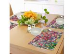 Abakuhaus Tovagliette Moderne, Arcobaleno Con Design Colorato Con Quadrati Geometrici Speciali Con Stampa A Pois, Tiscjdeco In Tessuto Resistente Al Lavaggio Per La Sala Da Pranzo E La Cucina, Multicolore
