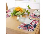 Tovagliette Abakuhaus Con Motivi Floreali, Illustrazione In Stile Acquerello Con Stampa Ispirata Alla Primavera E Alle Peonie, Tessuto Lavabile E Resistente Allo Scolorimento Per Sala Da Pranzo E Cucina, Blu Scuro E Rosso.