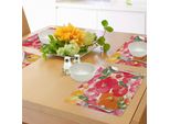 Tovagliette Abakuhaus Con Motivi Floreali, Effetto Acquerello, Bellissimi Motivi Floreali E Foglie, Decorazioni Da Tavola In Tessuto Resistente Al Lavaggio Per La Sala Da Pranzo E La Cucina, Arancione E Rosso
