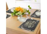 Tovagliette Abakuhaus Con Teschi, Carte Da Poker Con Teschi Vettoriali, Gioco Di Carte Horror Spaventoso Con Corona E Cuore, Tiscjdeco In Tessuto Resistente Al Lavaggio Per La Sala Da Pranzo E La Cucina, Grigio Scuro Beige Tan
