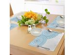 Tovagliette Abakuhaus Mandala, Biglietto D'invito Di Nozze Con Motivo Mandala In Pizzo E Spazio Per Il Testo, Stampa Artistica, Decorazione Da Tavola In Tessuto Resistente Al Lavaggio Per La Sala Da Pranzo E La Cucina, Azzurro Cielo.