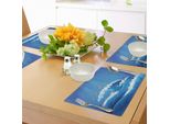 Tovagliette Abakuhaus Marine, Underwater Con Gruppo Di Pesci E Onde Nell'illustrazione Della Barriera Corallina Oceanica, Tiscjdeco In Tessuto Resistente Al Colore Per La Sala Da Pranzo E La Cucina, Blu Viola Arancione