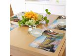 Tovagliette Abakuhaus Natur, Idilliaco Lago Con Cascata, Colline Del Parco Nazionale, Paesaggio Autunnale, Tiscjdeco In Tessuto Resistente Ai Colori Per La Sala Da Pranzo E La Cucina, Multicolore