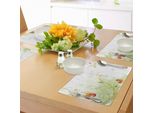 Tovagliette Abakuhaus Con Motivi Floreali, Linee Di Petali Intrecciati Su Sfondo Grunge, Design Botanico Retrò, Decorazioni Da Tavola In Tessuto Resistente Al Lavaggio Per La Sala Da Pranzo E La Cucina, Verde Chiaro Rubino.