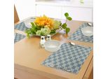 Abakuhaus Tovagliette Vintage, Curvy, Con Motivi Floreali Ripetuti In Un Motivo Quadrato Tipo Mandala, Tovaglietta Decorativa In Tessuto Resistente Al Lavaggio Per La Sala Da Pranzo E La Cucina, Verde Reseda, Azzurro, Blu