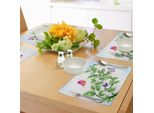 Tovagliette Abakuhaus Natur, Motivo Floreale Con Foglie, Farfalle E Gocce D'acqua, Decorazioni Da Tavola In Tessuto Resistente Al Lavaggio Per Sala Da Pranzo E Cucina, Verde Felce E Azzurro