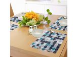 Abakuhaus Tovagliette Astratte, Motivo Retrò Inner Circles Con Quadrati In Stile Mosaico, Stampa Old Fashion, Tiscjdeco In Tessuto Resistente Al Lavaggio Per Sala Da Pranzo E Cucina, Grigio Verde Acqua Bianco Marrone