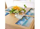 Tovagliette Estive Abakuhaus, Spiaggia Paradisiaca Tropicale Con Palme Da Cocco Crystal Ocean Clear Sky, Decorazioni Da Tavola In Tessuto Resistente Al Lavaggio Per La Sala Da Pranzo E La Cucina, Verde Felce, Azzurro Cielo, Perla