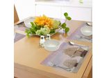 Tovagliette Abakuhaus Ocean, Barca A Vela Con Vela A Gaff Alta In Legno, Navi A Vela, Onde, Stampa Artistica, Tiscjdeco In Tessuto Resistente Al Lavaggio Per Sala Da Pranzo E Cucina, Blu Grigio E Crema