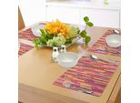 Abakuhaus Tovagliette Moderne, Immagine Vivace Dai Toni Rosa E Arancione Con Stampa A Righe, Tiscjdeco In Tessuto Resistente Ai Colori Per La Sala Da Pranzo E La Cucina, Multicolore