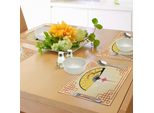 Tovagliette Asiatiche Abakuhaus, Ventagli Giapponesi Con Fiori Di Ciliegio E Design Tradizionale, Decorazioni Da Tavola In Tessuto Resistente Allo Scolorimento Per La Sala Da Pranzo E La Cucina, Marrone Sabbia, Giallo, Rosso