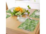 Abakuhaus Tovagliette Astratte, Illustrazione Geometrica Interna Circolare A Forma Di Onda Ecologica, Tiscjdeco In Tessuto Resistente Al Colore Per La Sala Da Pranzo E La Cucina, Verde Cacciatore Bianco E