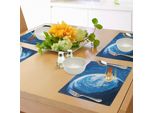 Abakuhaus Tovagliette Fantasia, Comete Spaziali Che Sfrecciano Verso Illustrazioni A Tema Pianeti-Galassie-Cosmo Stardust, Tiscjdeco In Tessuto Resistente Ai Colori Per La Sala Da Pranzo E La Cucina, Blu Violetto Arancione