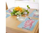 Tovagliette Abakuhaus Lotus, Illustrazione A Tema Giardinaggio Con Motivo Floreale A Forma Di Loto, Design Botanico, Decorazione Da Tavola In Tessuto Resistente Al Lavaggio Per Sala Da Pranzo E Cucina, Azzurro E Rosa.