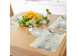 Abakuhaus Tovagliette Moderne, Illustrazione Vettoriale Con Elegante Motivo Geometrico Ripetitivo, Decorazioni Da Tavola In Tessuto Resistente Allo Scolorimento Per La Sala Da Pranzo E La Cucina, Azzurro Calendula Crema