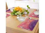 Tovagliette Abakuhaus Mandala, Universo Sacro Tribale Etnico All'henné Su Sfondo Bokeh Motivo Folk, Tiscjdeco In Tessuto Resistente Al Lavaggio Per Sala Da Pranzo E Cucina, Corallo Scuro Viola Indaco