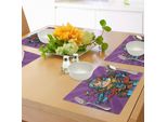 Abakuhaus Tovagliette Fantasia, Grafica Futuristica Con Supereroine, Astronautiche, Romanzo Di Fantascienza, Tiscjdeco In Tessuto Resistente Ai Colori Per La Sala Da Pranzo E La Cucina, Celeste Calendula Lilla