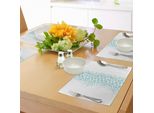 Abakuhaus Tovagliette Sottomarine, Immagine Ispirata Alle Immersioni Oceaniche Con Cerchi E Bolle Geometriche, Stampa Artistica, Decorazione Da Tavola In Tessuto Resistente Ai Colori Per La Sala Da Pranzo E La Cucina, Azzurro E Bianco.