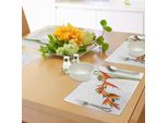 Tovagliette Abakuhaus Con Motivi Floreali, Fiori Tropicali Esotici Su Rami, Stampa Colorata Con Tema Giardino-Giungla Naturale, Decorazione Da Tavola In Tessuto Resistente Al Lavaggio Per Sala Da Pranzo E Cucina, Arancione E Verde