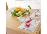 Tovagliette Abakuhaus Con Motivi Floreali, Piccoli Papaveri Rossi Primaverili-Estivi Con Grafica Floreale, Decorazioni Da Tavola In Tessuto Resistente Al Lavaggio Per La Sala Da Pranzo E La Cucina, Rosa Chiaro E Bianco