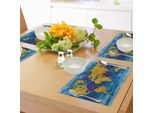 Tovagliette Digitali Abakuhaus, Immagine Grafica Geometrica Quadrata Moderna Con Stampa Universale, Tiscjdeco In Tessuto Resistente Al Lavaggio Per Sala Da Pranzo E Cucina, Marrone Giallo Azzurro Blu