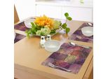 Abakuhaus Tovagliette Etniche, Motivo Mandala Senza Cuciture In Paisley Sfumato Su Patchwork Simile A Un'immagine Grafica, Tiscjdeco In Tessuto Resistente Al Lavaggio Per La Sala Da Pranzo E La Cucina, Multicolore
