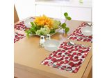 Abakuhaus Tovagliette Rosse, Fragole E Ciliegie Fruit Fruits Alimenti Biologici E Picnic Immagine, Tiscjdeco In Tessuto Resistente Al Colore Per La Sala Da Pranzo E La Cucina, Rosso Bordeaux, Bianco E Verde