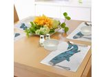 Abakuhaus Tovagliette Moderne, Immagine Di Balena Megattera Con Stampa Etnica Astratta Mare Sottomarino, Tiscjdeco In Tessuto Resistente Al Lavaggio Per Sala Da Pranzo E Cucina, Rosa Essiccata Blu Verde Acqua