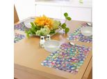 Abakuhaus Tovagliette Moderne, Arcobaleno - Immagini Geometriche Astratte Colorate Come Fuochi D'artificio Su Sfondo Bianco Stampato, Tiscjdeco In Tessuto Resistente Al Lavaggio Per La Sala Da Pranzo E La Cucina, Multicolore