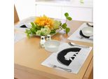 Tovagliette Abakuhaus, Grande Orso Polare In Vista Laterale, Creatura Artica Con Pelliccia, Illustrazione Di Mammifero Artico, Tiscjdeco In Tessuto Resistente Al Lavaggio Per Sala Da Pranzo E Cucina, Bianco E Nero