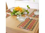 Abakuhaus Tovagliette Astratte, Motivi Tribali Aztechi Con Disegno Geometrico A Zigzag, Tiscjdeco In Tessuto Resistente Al Lavaggio Per La Sala Da Pranzo E La Cucina, Verde Felce, Arancione E Rosso