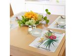 Tovagliette Abakuhaus, Fiori Tropicali Selvatici Di Orchidea Con Grandi Foglie Esotiche, Decorazioni Da Tavola In Tessuto Resistente Al Lavaggio Per Sala Da Pranzo E Cucina, Colore Fucsia